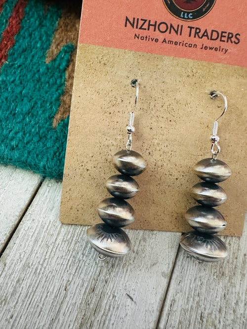 Navajo Sterling Silver Pearl Beaded Dangle Earrings