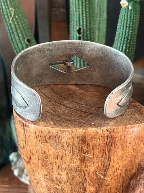 Hand Forged Old Pawn Sterling Silver Ingot Cuff Bracelet by Santa Fe Artist, Buffalo: The Buckle