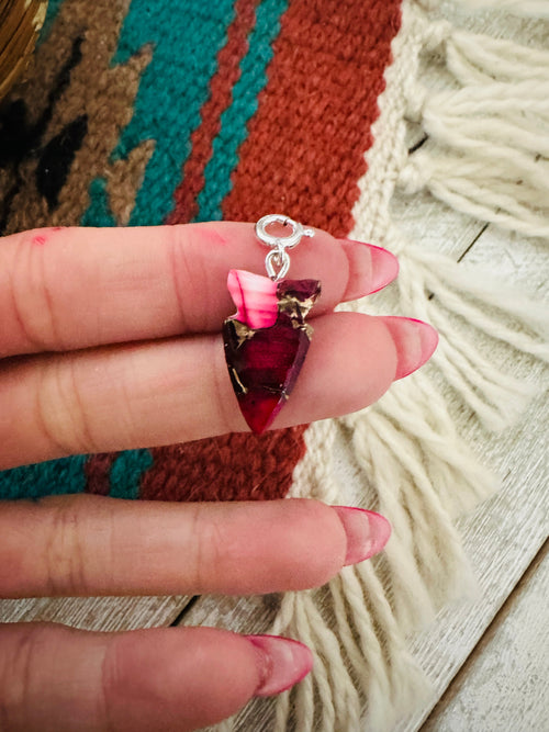 Navajo Hand Carved Rose Dahlia Arrowhead Charm