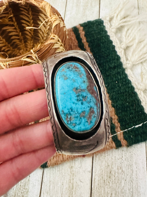 Old Pawn Navajo Turquoise & Sterling Silver Cuff Bracelet
