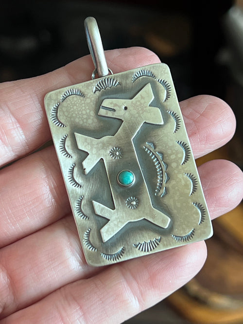 Hand Stamped Sterling Silver Fred Harvey Era Inspired Horse Tag Pendant by Kimari Somers