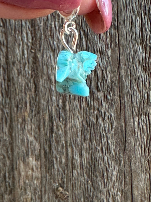 Zuni Hand Carved Turquoise Hummingbird Charm