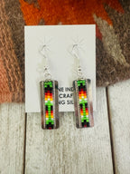 Navajo Handmade Multicolor Beaded Dangle Earrings