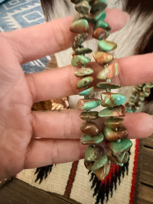 Old Pawn Handcrafted Turquoise Double Stranded Beaded 30” Necklace