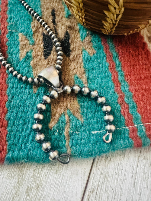 Navajo Sterling Silver Pearl Beaded Naja Pendant