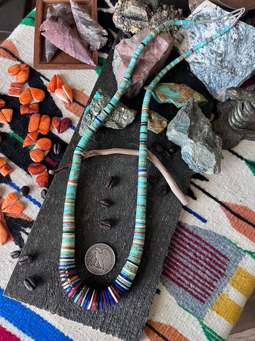 Ronald Chavez Handcrafted Multistone Heishi Beaded Santo Domingo Necklace