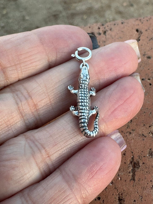 Navajo Crafted Sterling Silver Alligator Charm