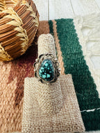 Old Pawn Handcrafted Kingman Web Turquoise & Sterling Silver Ring Size 5.75