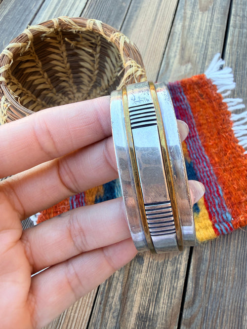 Handcrafted Old Pawn Sterling Silver Cuff Bracelet