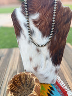 Handcrafted Old Pawn Sterling Silver Disk Pearl Beaded Necklace 18”