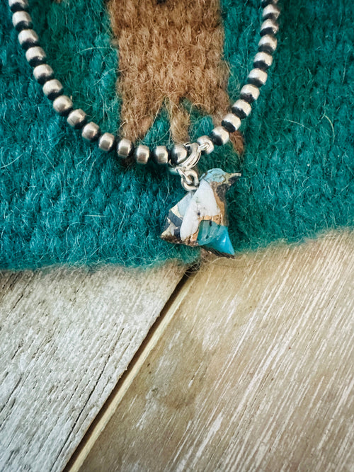 Navajo Hand Carved Blue Mojave Bird Charm