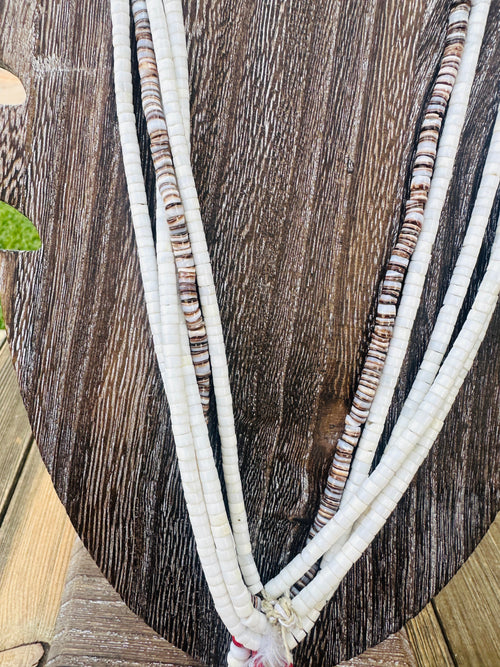 Old Pawn Handcrafted Heishi, Coral, Turquoise & Black Onyx Beaded 28” Jacla Necklace