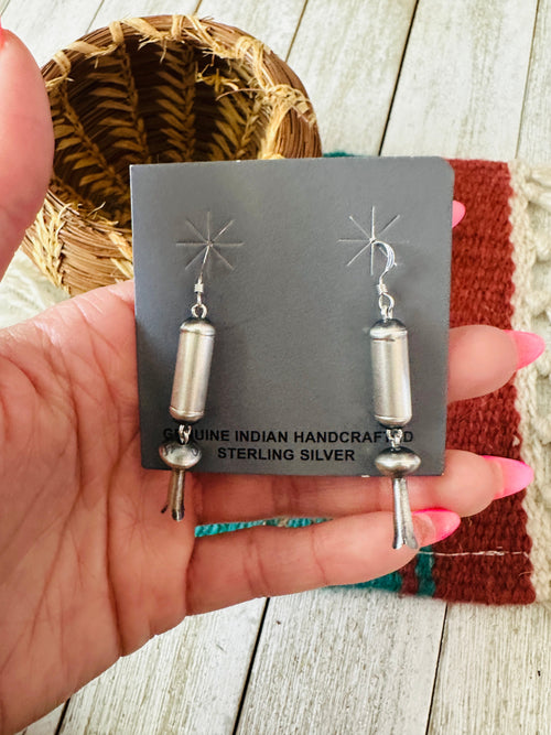 Navajo Sterling Silver Pearl Blossom Dangle Earrings