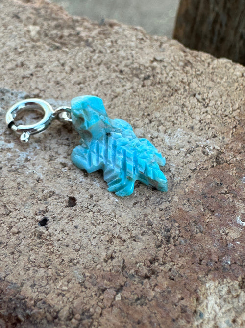 Zuni Hand Carved Turquoise Hornytoad Charm