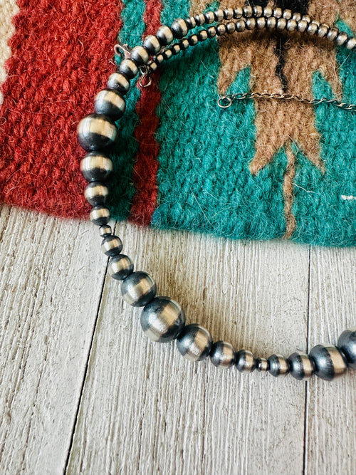 Navajo Sterling Silver Beaded Wrap Choker Necklace