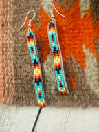 Navajo Handmade Multicolor Beaded Dangle Earrings