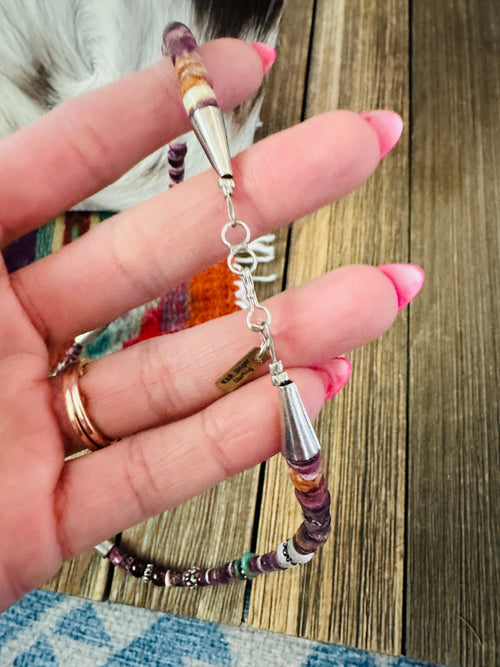 Handcrafted Multi Stone & Sterling Silver Beaded 18” Necklace by T & R Singer