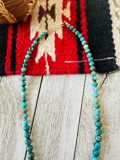 Navajo Turquoise and Sterling Silver Beaded Graduated Necklace 18”
