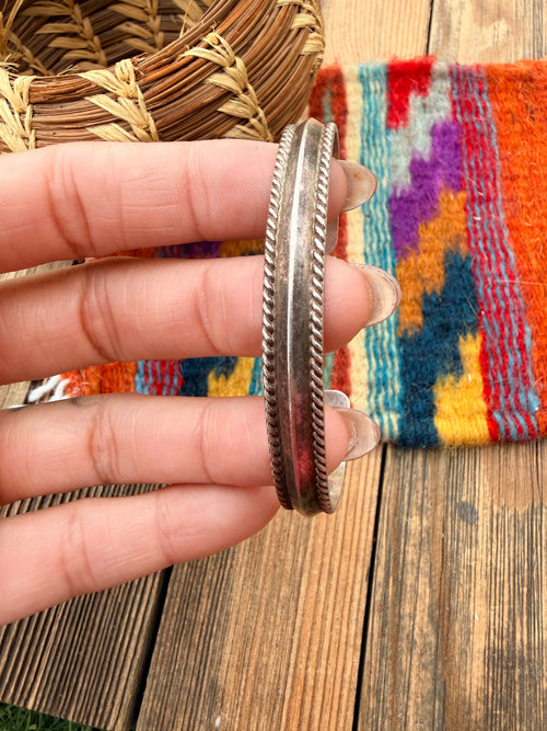 Handcrafted Old Pawn Sterling Silver Cuff Bracelet