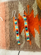 Navajo Handmade Multicolor Beaded Dangle Earrings