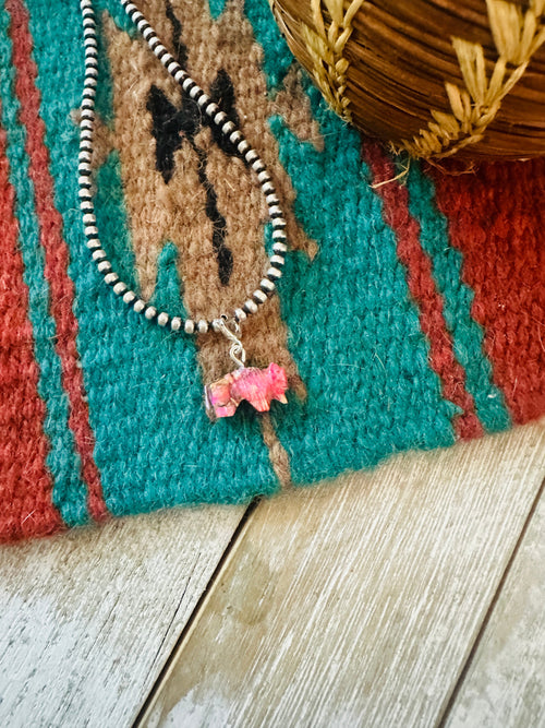 Navajo Hand Carved Pink Mojave Buffalo Charm