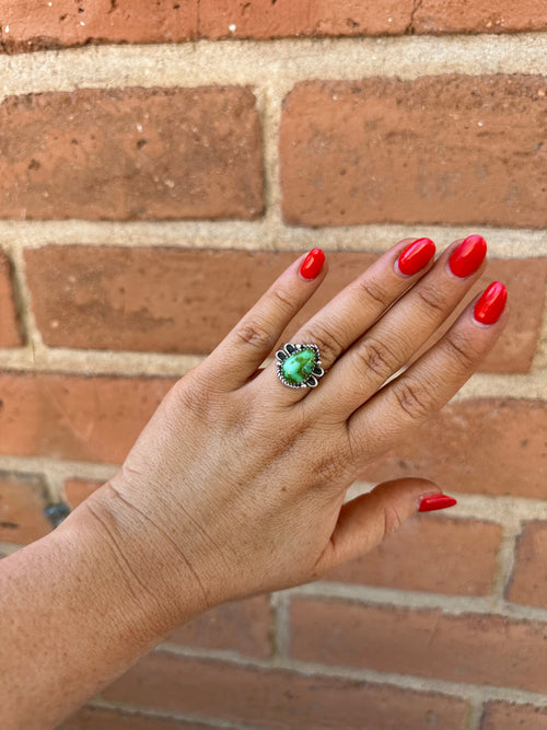 Beautiful Handmade Sonoran Mountain Turquoise And Sterling Silver Adjustable Ring