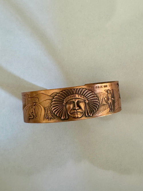 Vintage Handmade Stamped Copper Cuff Bracelet