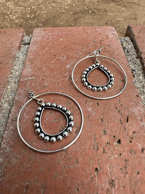 Handmade Sterling Silver Ball Hoop Earrings