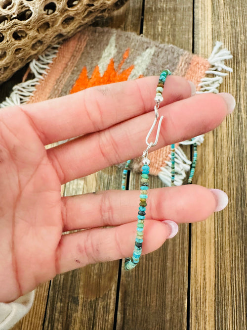 Navajo Turquoise and Sterling Silver Beaded Necklace 20”