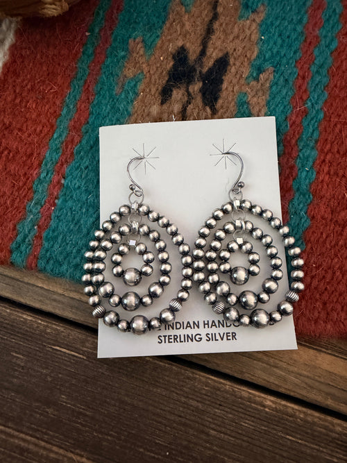 Handcrafted Sterling Silver Pearl Beaded Dangle Earrings
