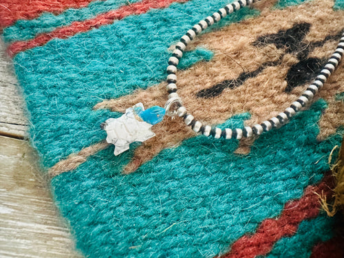 Navajo Hand Carved Blue Mojave Turtle Charm