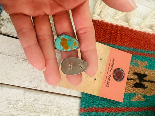 Navajo Royston Turquoise and Sterling Silver Stud Earrings