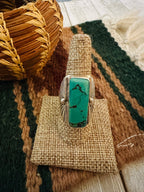 Old Pawn Handcrafted Turquoise & Sterling Silver Ring Size 9