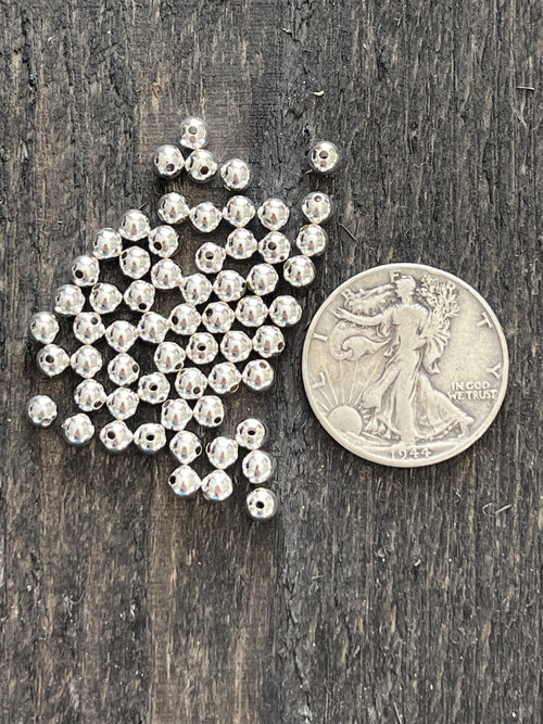 25 Bright Sterling Silver Machine Made Seamless Round Beads, 5mm