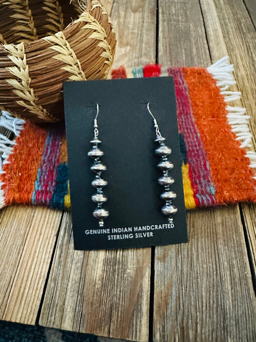 Handcrafted Sterling Silver Pearl Beaded Dangle Earrings
