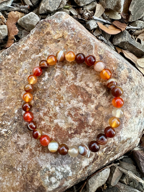 Red Agate 6mm beaded stretch bracelet