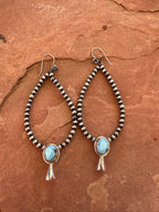 Handmade Golden Hills Turquoise And Sterling Silver Beaded Round Dangle Earrings