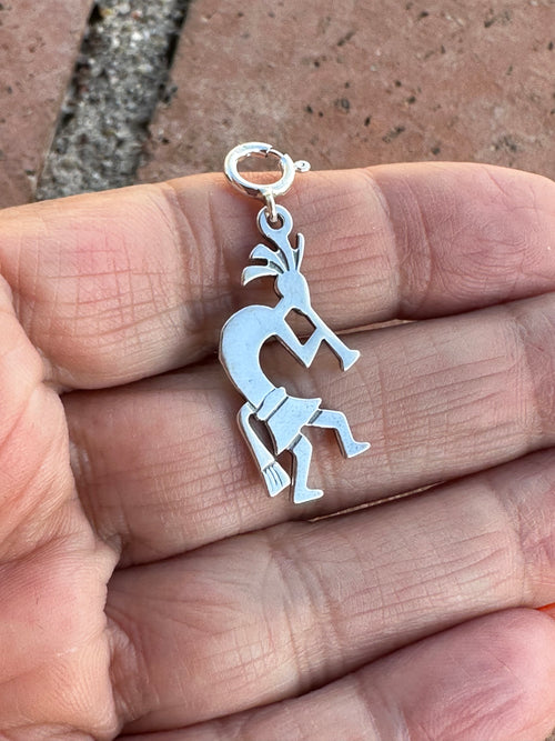 Navajo Crafted Sterling Silver Flute Dancer Kachina Charm