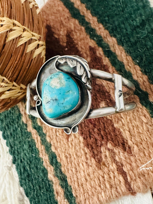 Old Pawn Navajo Turquoise & Sterling Silver Cuff Bracelet
