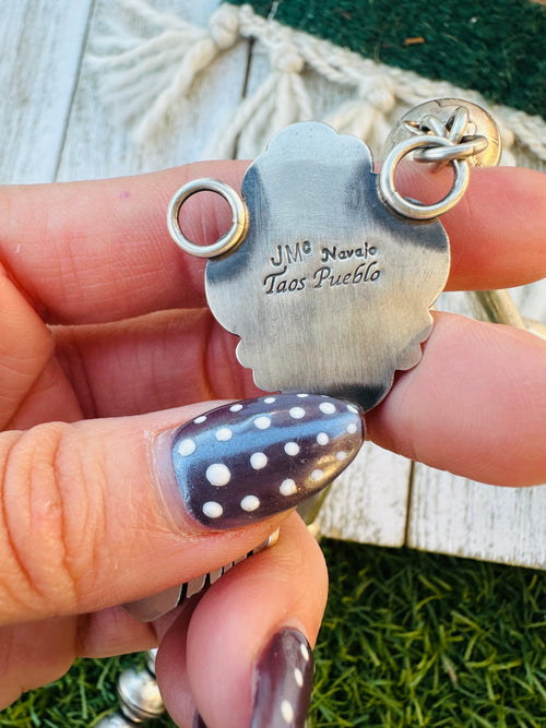 Handcrafted Turquoise & Sterling Silver Mercury Dime Beaded Squash Blossom Necklace and Earring Set by James McCabe