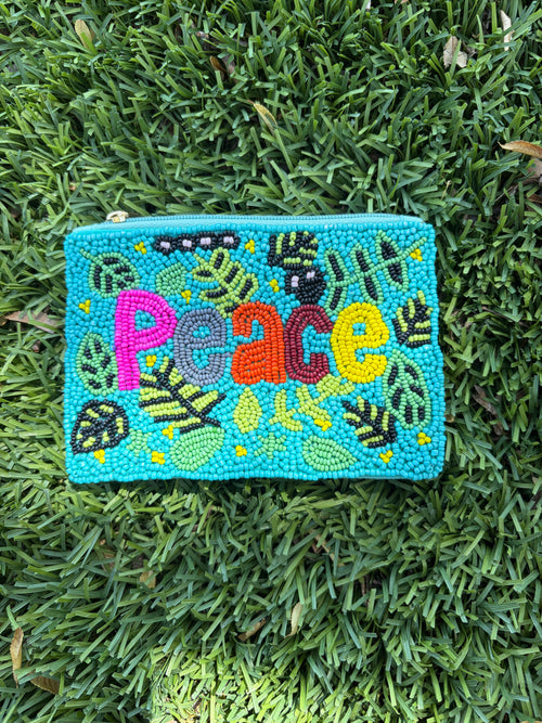 Handmade Beaded “Peace” Coin Purse