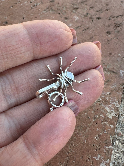 Navajo Crafted Sterling Silver and Onyx Spider Charm