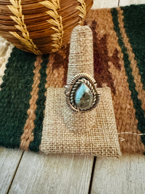 Old Pawn Handcrafted Turquoise & Sterling Silver Ring Size 9.25