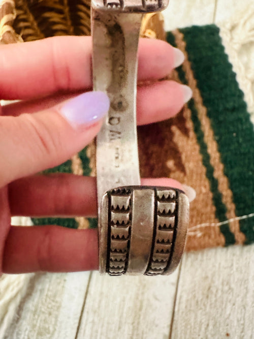 Old Pawn Vintage Navajo Sterling Silver & Gold Cuff Bracelet
