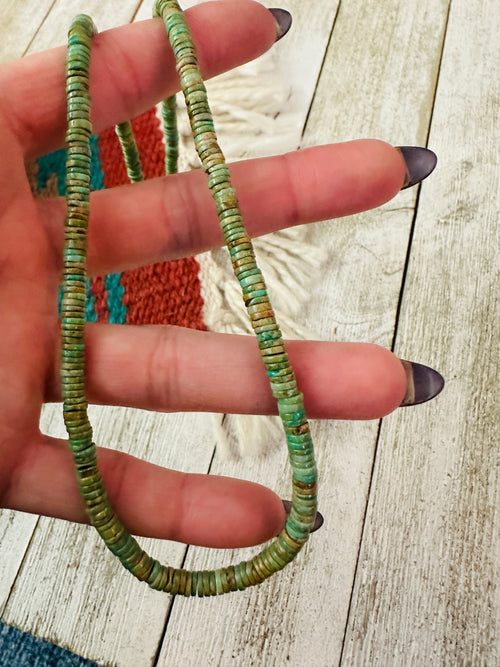 Handcrafted Kingman Turquoise & Sterling Silver Beaded Necklace