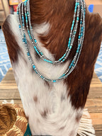 Handcrafted Turquoise & Sterling Silver Pearl Triple-Strand Beaded Necklace