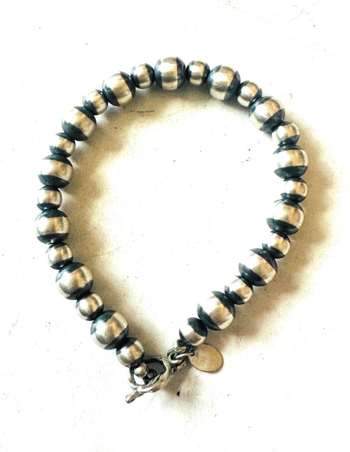 Navajo Sterling Silver Pearl Beaded Bracelet