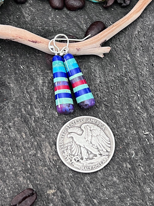 Santo Domingo Layered Multistone Earrings by Ronald Chavez, Stacked Gems #7