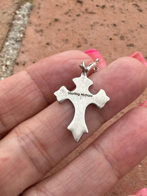 Sterling Silver Hand Stamped Cross Charm