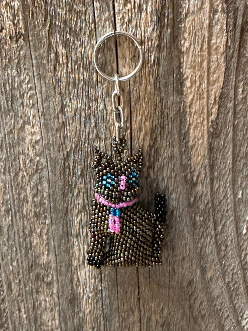 Handmade Beaded Cat Keychain